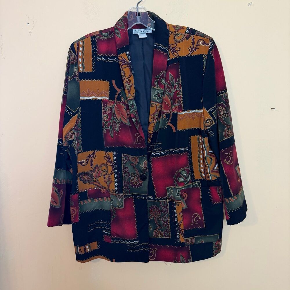 vintage Kensington Square patchwork blazer jacket paisley pattern petite large